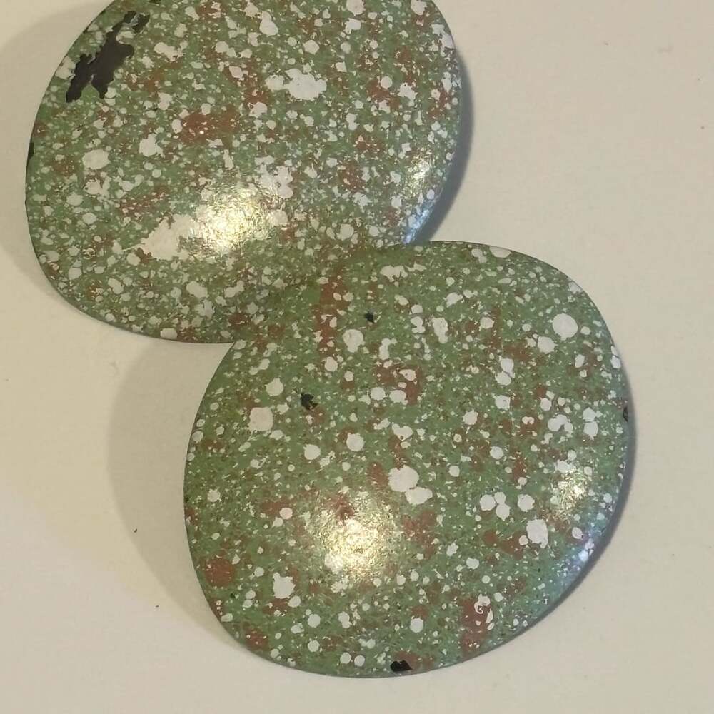 Vintage Enamel Speckled Green Statement Earrings